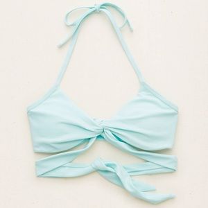 Aerie blue wrap around bikini top